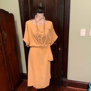 Linen Blend Keyhole Back Dress